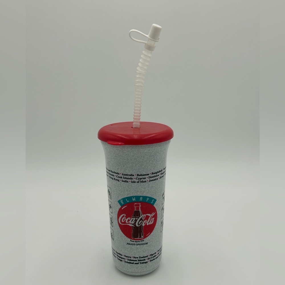 1994 Victoria Common Wealth Games Coca Cola Cup With Straw 8” 32oz VINTAGE Used